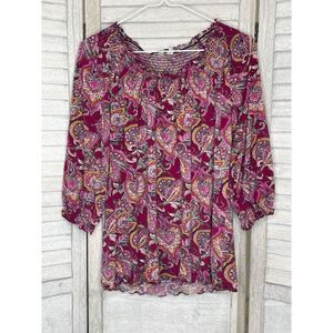 Madison Pink Paisley Floral Shirt Size PM